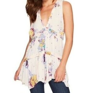 Free People Purple Haze Printed Tunic cream